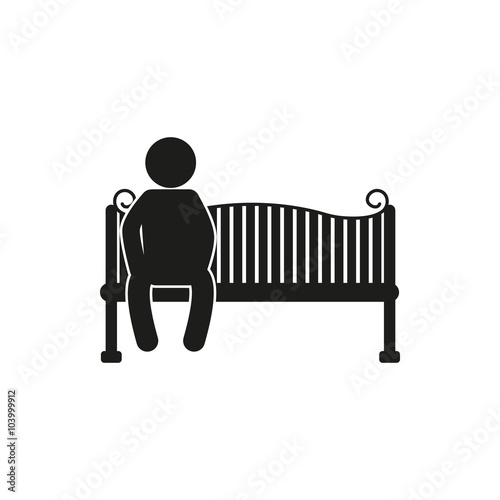 silhouettes of man and woman sitting on the park bench - vector