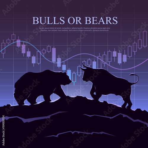 Trading illustration. The bulls and bears.