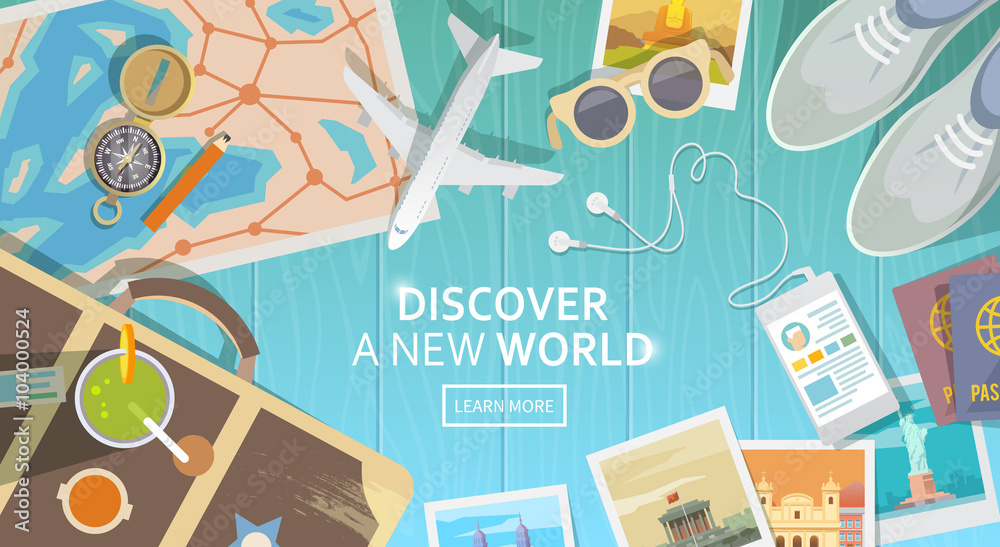 Travel vector banner. Top view Travel vector banner. Top view