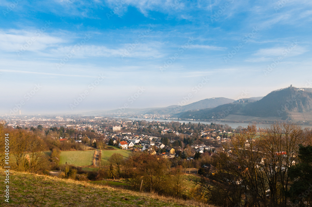 Blick nach Bonn und zum Siebengebirge; Deutschland