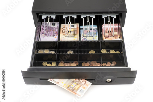 Canvastavla Kasse mit Bargeld - Einzelhandel