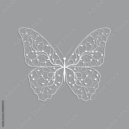 Beautiful paper butterfly with floral pattern.