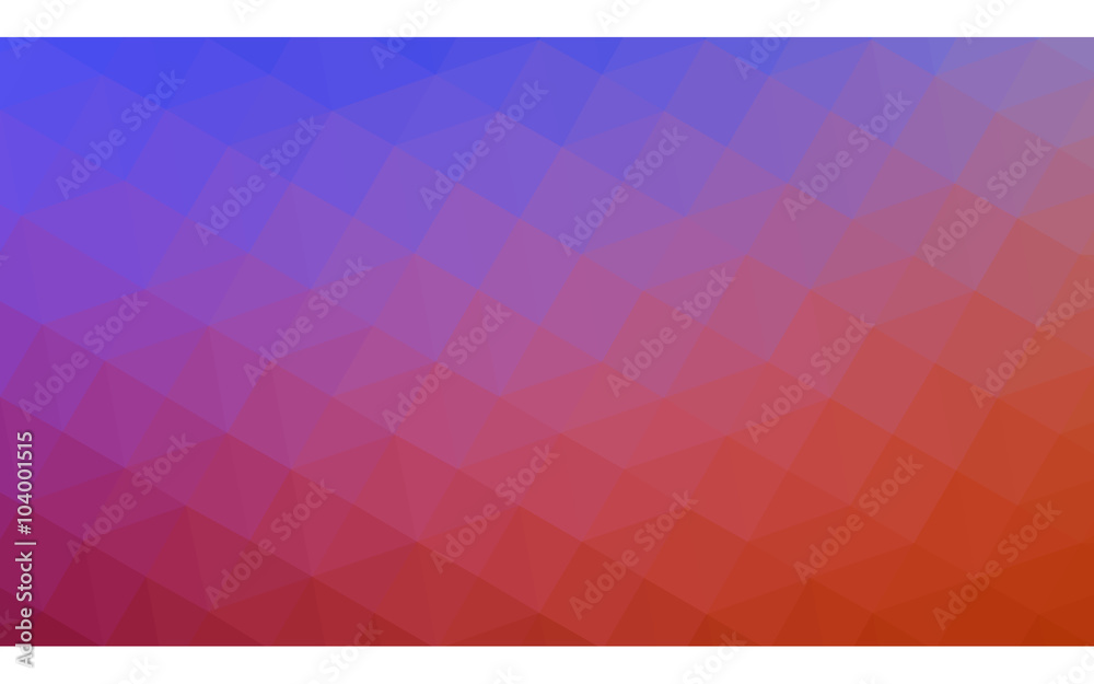 Multicolor blue, red polygonal design pattern, which consist of triangles and gradient in origami style.