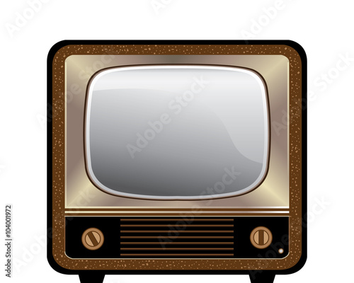 Vector illustration vintage television isolated on white