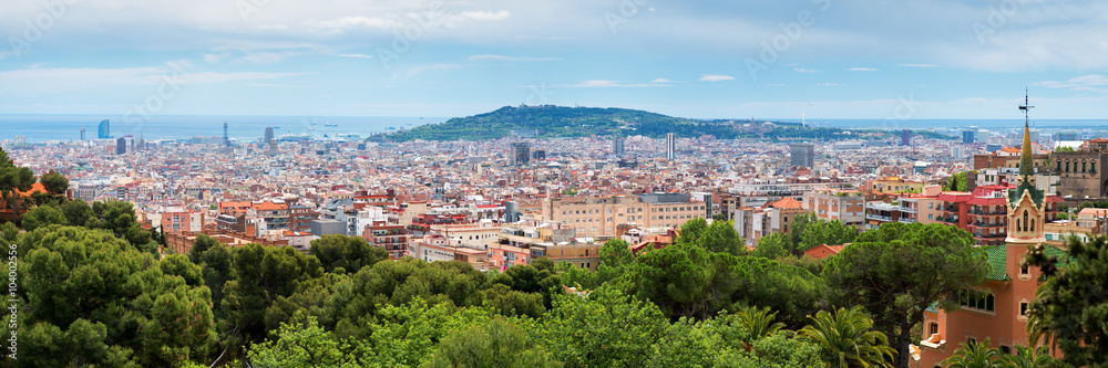 Panorama City View of Barcelona - obrazy, fototapety, plakaty 