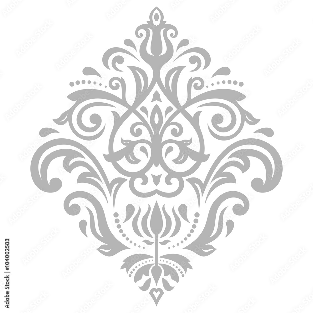 Elegant vector ornament in the style of barogue. Abstract traditional silver pattern with oriental elements