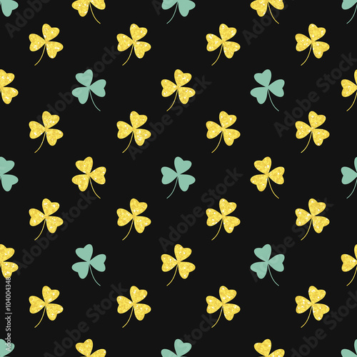 Gold clover seamless pattern eps