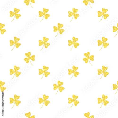 Gold clover seamless pattern eps