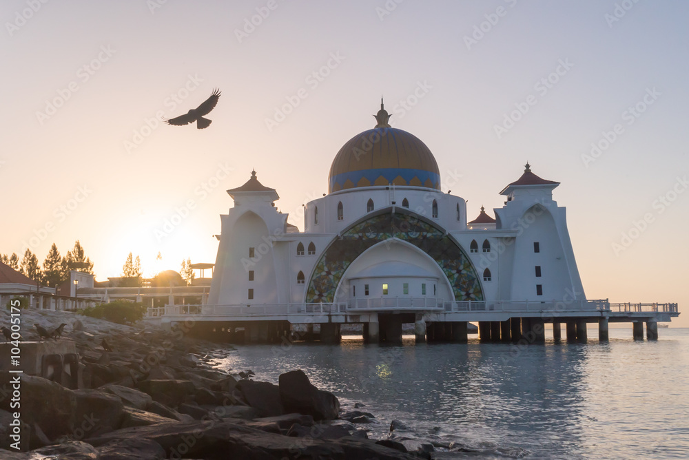 Malacca Straits Floating Mosque During Sunrise