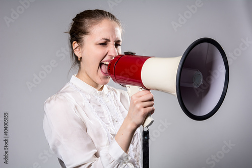 Attractive woman with megaphone