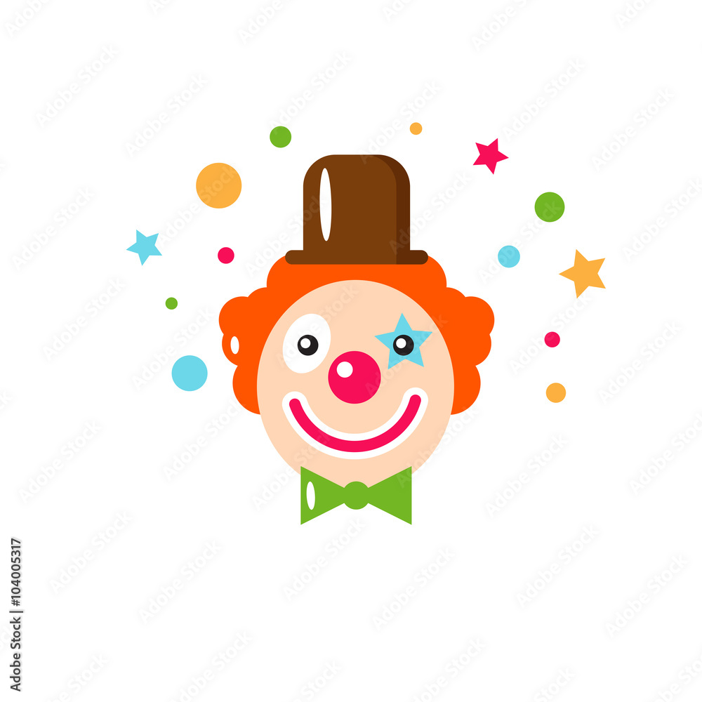 Fototapeta premium Vector flat holiday background. Clown