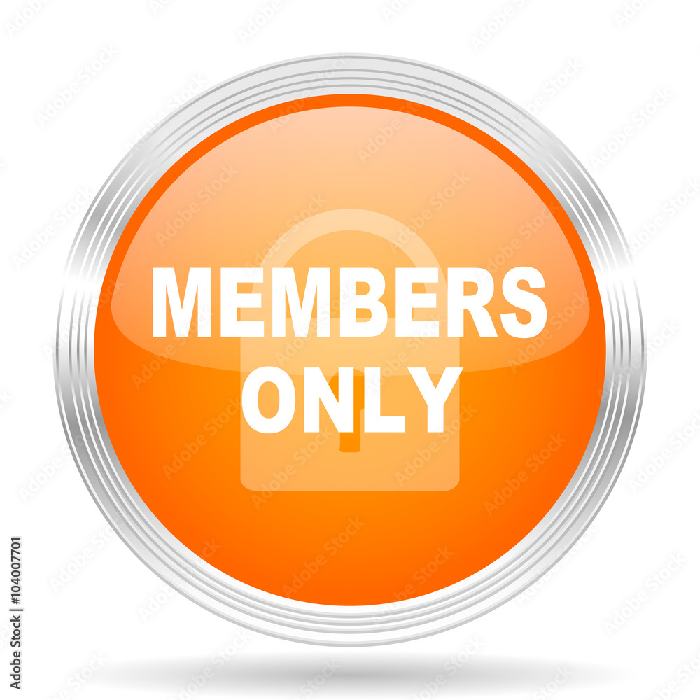 members only orange silver metallic metallic chrome web circle glossy icon