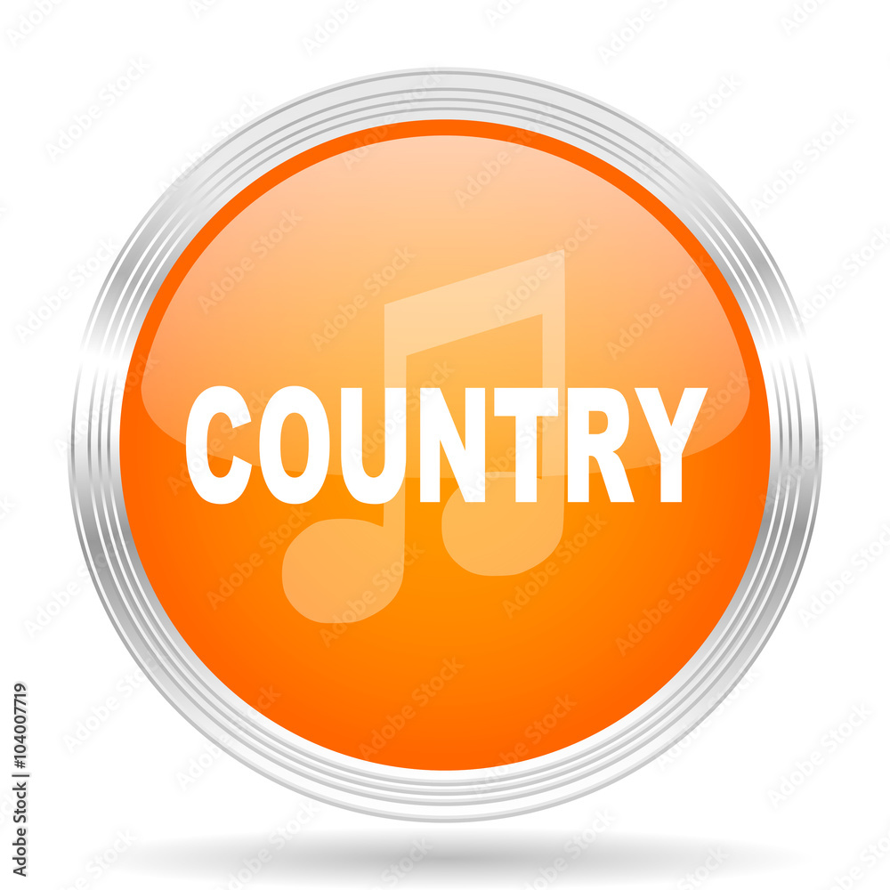 music country orange silver metallic metallic chrome web circle glossy icon music country orange silver metallic metallic chrome web circle glossy icon