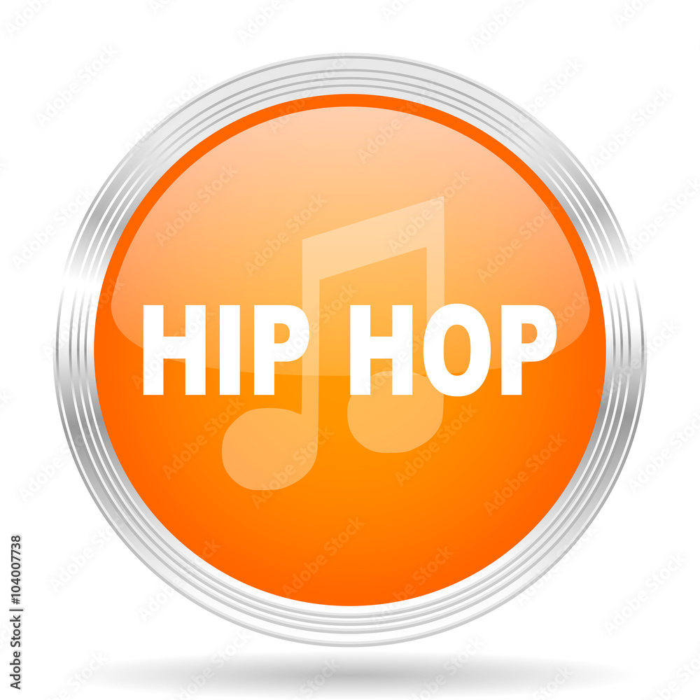 hip hop orange silver metallic metallic chrome web circle glossy icon hip hop orange silver metallic metallic chrome web circle glossy icon