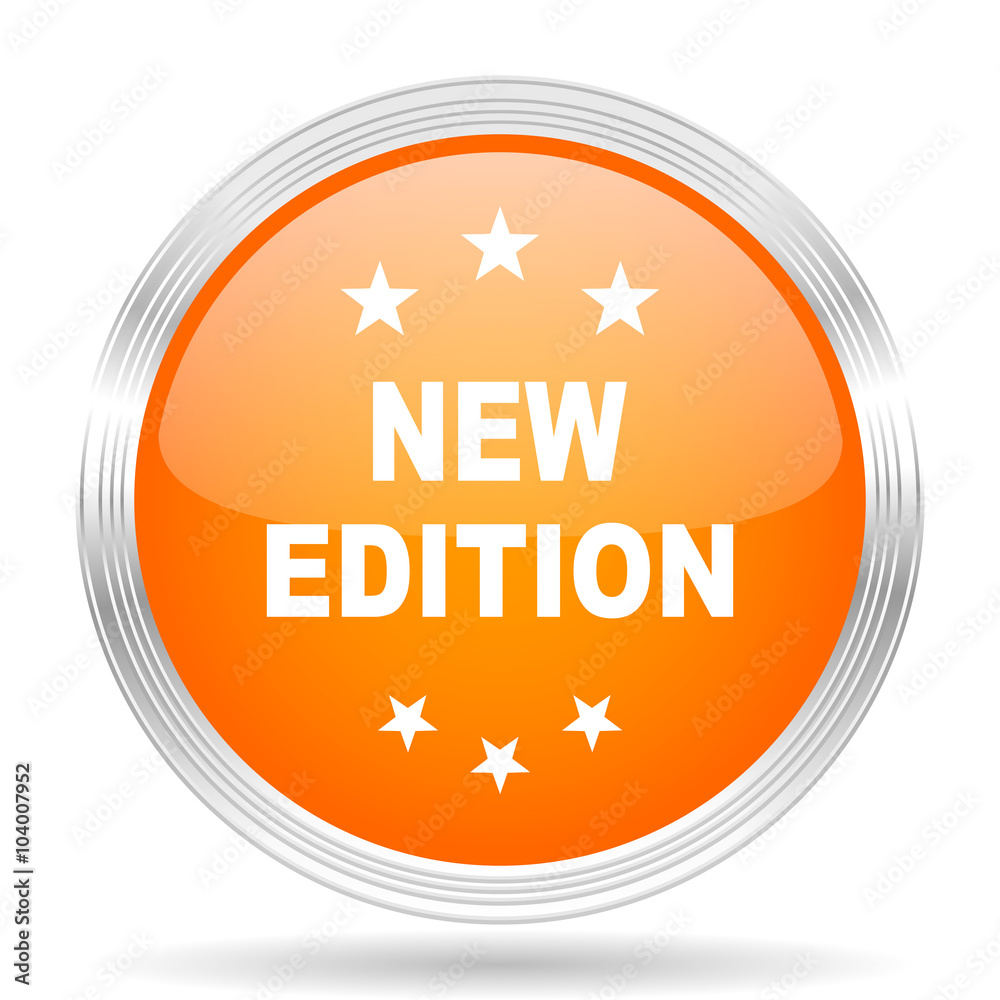 new edition orange silver metallic metallic chrome web circle glossy icon new edition orange silver metallic metallic chrome web circle glossy icon