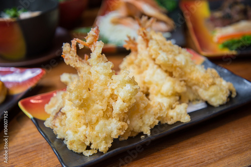 Deep fried shrimp , Tempura
