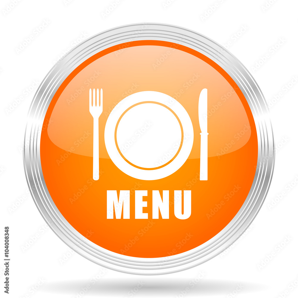 menu orange silver metallic metallic chrome web circle glossy icon