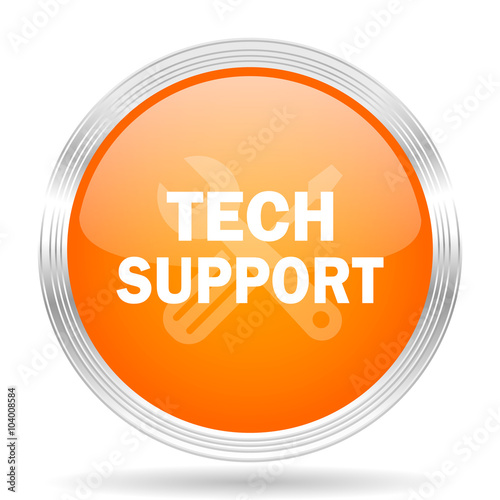 technical support orange silver metallic metallic chrome web circle glossy icon