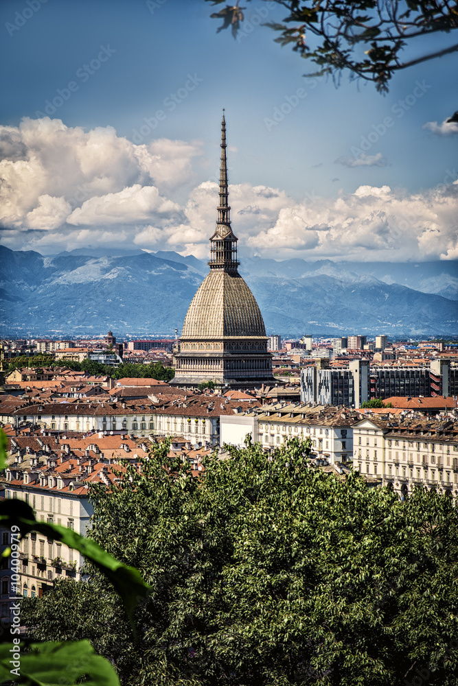 Panoramic view of Turin city center, in Italy