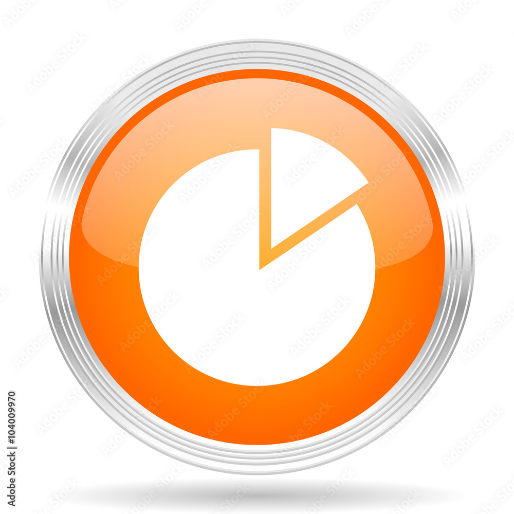 chart orange silver metallic metallic chrome web circle glossy icon chart orange silver metallic metallic chrome web circle glossy icon