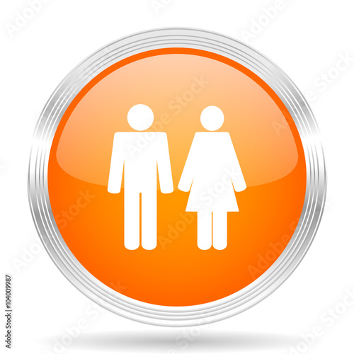 couple orange silver metallic metallic chrome web circle glossy icon