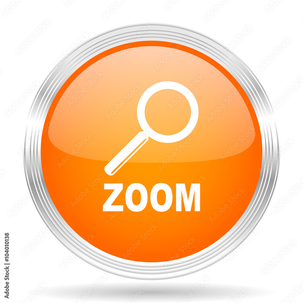 zoom orange silver metallic metallic chrome web circle glossy icon zoom orange silver metallic metallic chrome web circle glossy icon