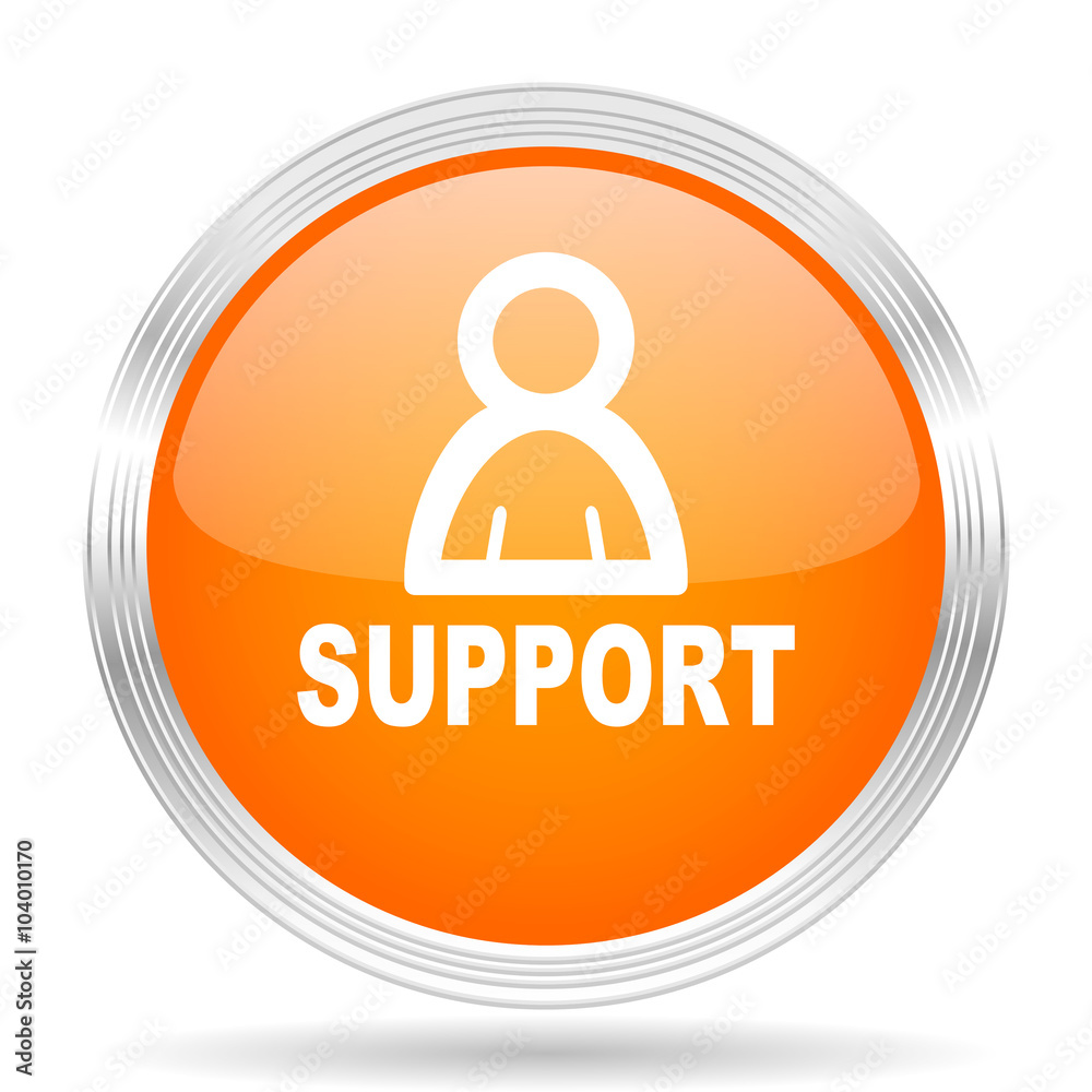 support orange silver metallic metallic chrome web circle glossy icon support orange silver metallic metallic chrome web circle glossy icon