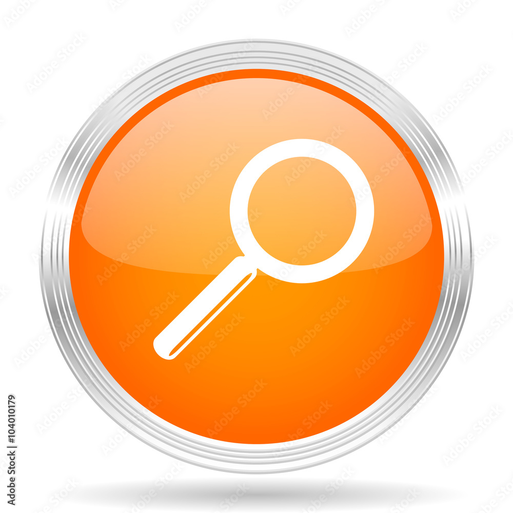 search orange silver metallic metallic chrome web circle glossy icon search orange silver metallic metallic chrome web circle glossy icon