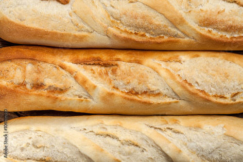 French baguette. Top view.