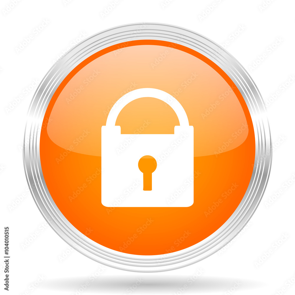 padlock orange silver metallic metallic chrome web circle glossy icon padlock orange silver metallic metallic chrome web circle glossy icon