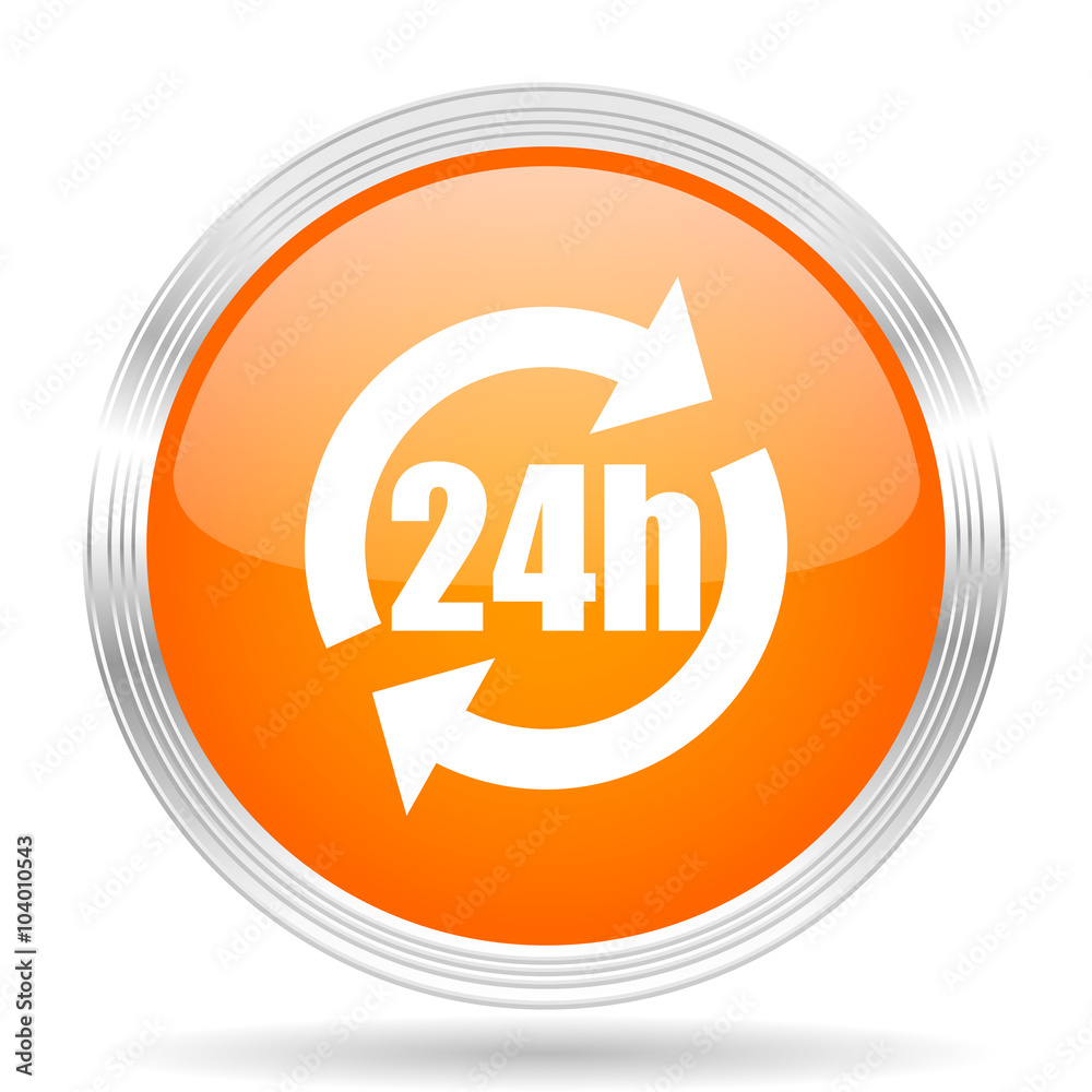 24h orange silver metallic metallic chrome web circle glossy icon 24h orange silver metallic metallic chrome web circle glossy icon