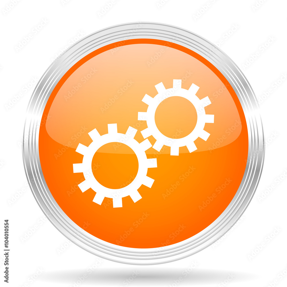 gear orange silver metallic metallic chrome web circle glossy icon gear orange silver metallic metallic chrome web circle glossy icon