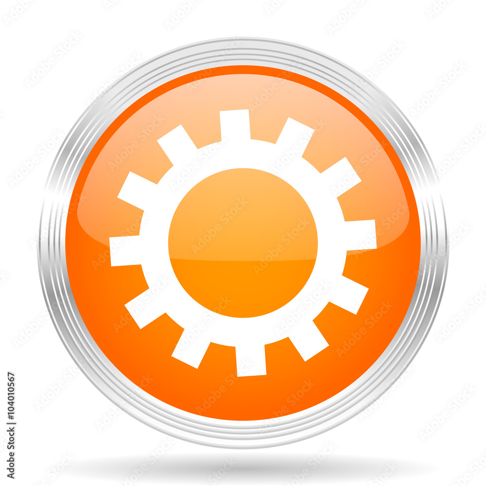 gear orange silver metallic metallic chrome web circle glossy icon gear orange silver metallic metallic chrome web circle glossy icon