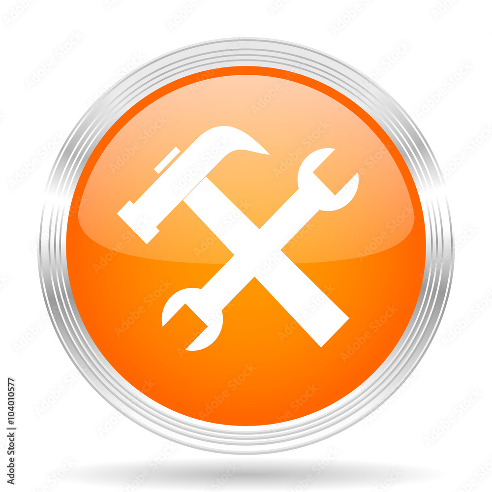 tool orange silver metallic metallic chrome web circle glossy icon tool orange silver metallic metallic chrome web circle glossy icon