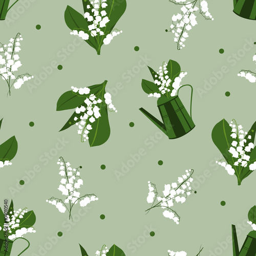 seamless pattern spring lily of the valley