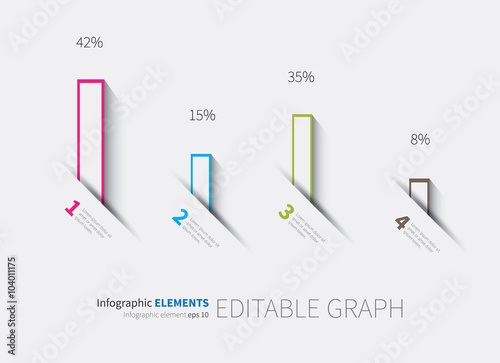 vertical infographics graph background / flat design diagram with shadow and options, editable graphic