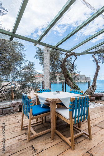 Sea view terrace of luxury restaurant