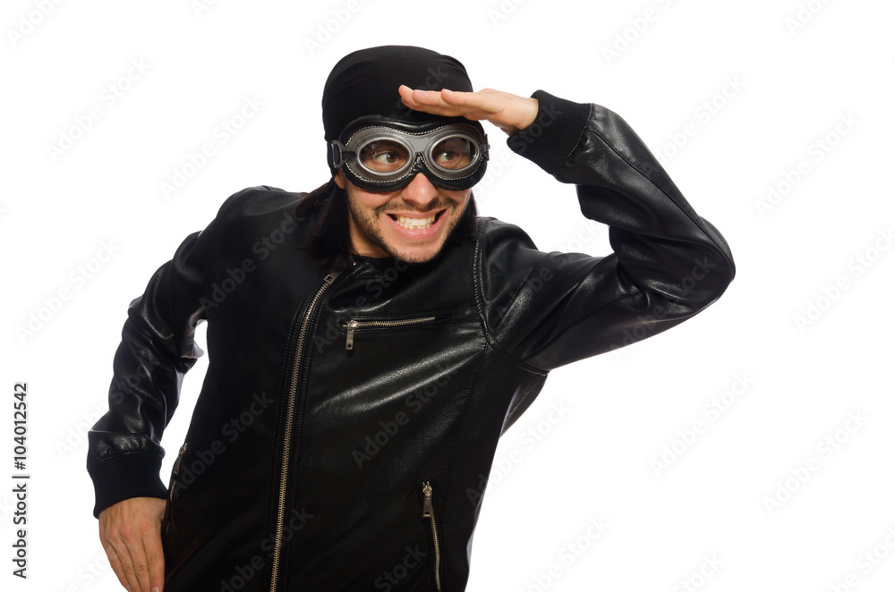 Young man with aviator glasses on white Young man with aviator glasses on white