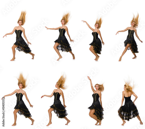 Composite photo of woman in various poses