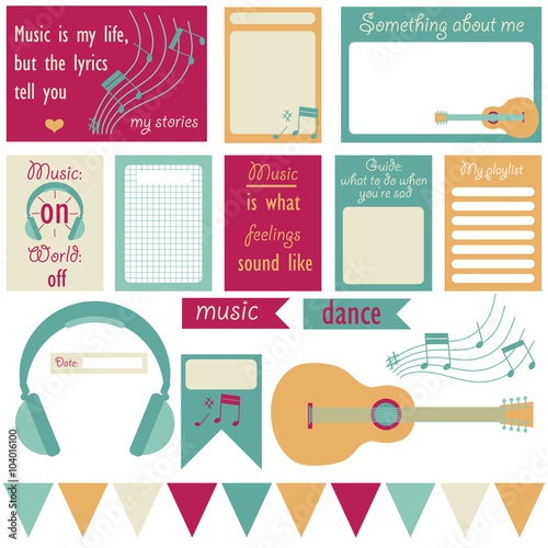 Set of vector cards for scrapbooking.