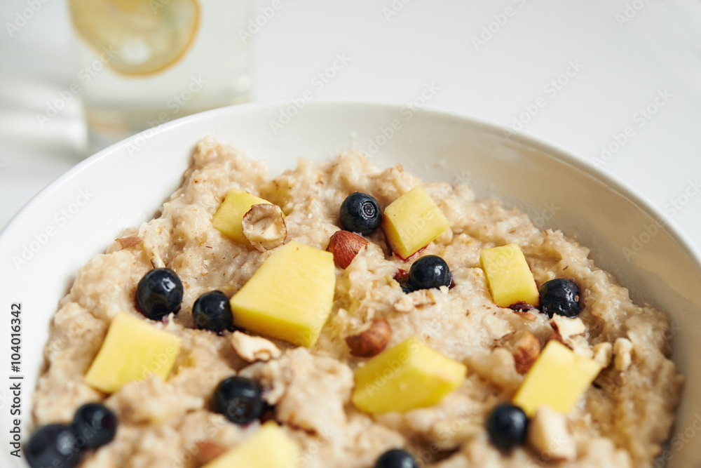 oatmeal with mango and berries oatmeal with mango and berries