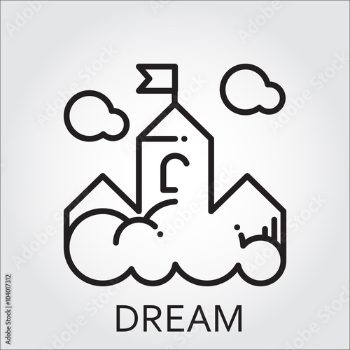 Line vector icon with a picture of dream as cloud-castle
