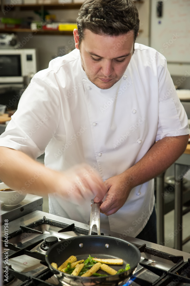 Chef cooking vegetables Chef cooking vegetables