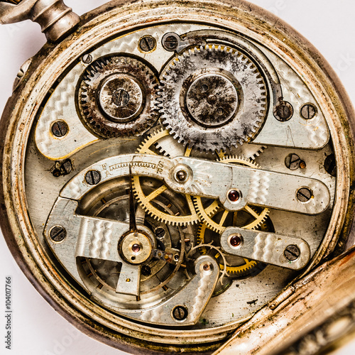 Details of Mechanics and Gears, Antique Pocket Watch