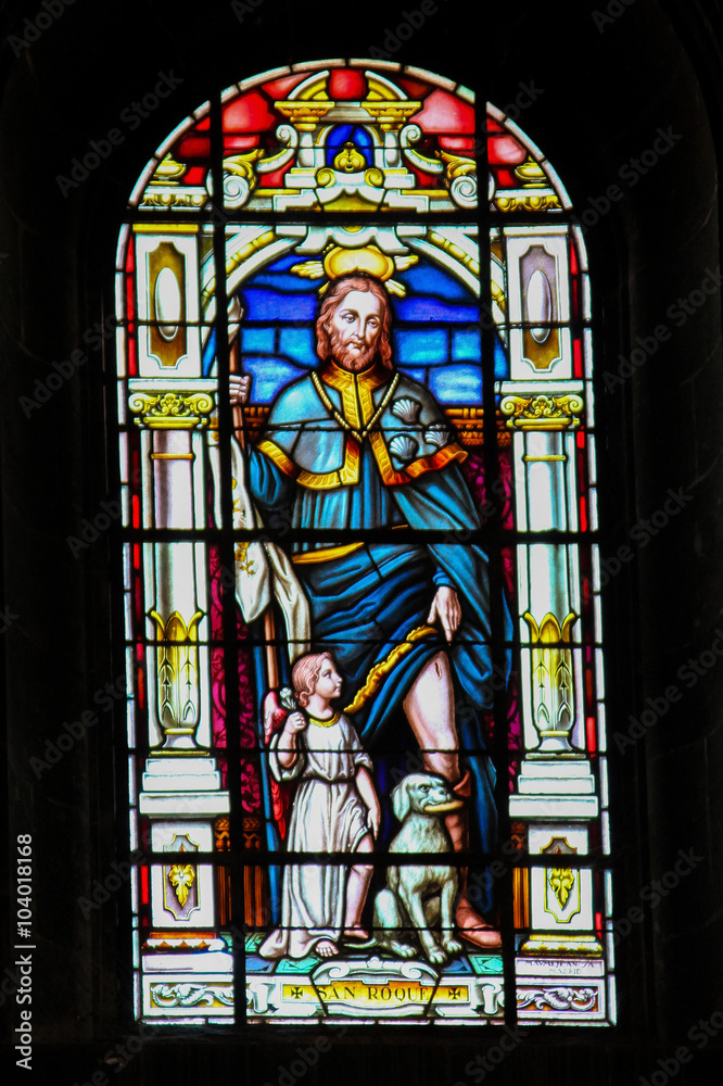 Stained Glass of Saint Roch in the church of Garachico, Tenerife