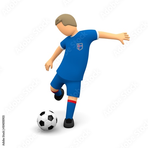 Islandische Fußballer kickt den Ball