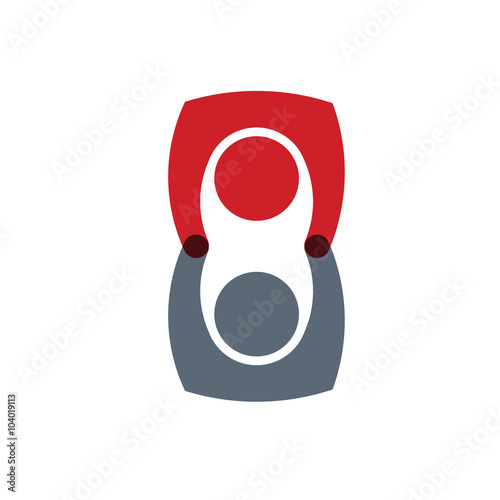 Social media network Two Persons circle union. Vector graphic
