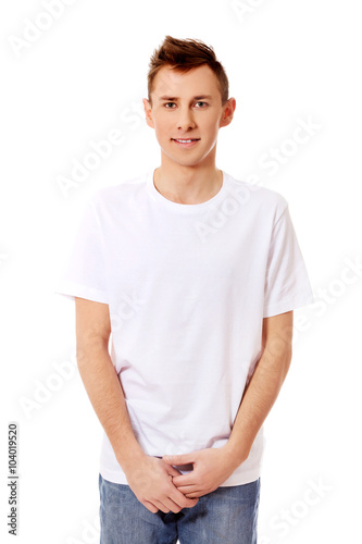 Young smile guy in white T-shirt © Piotr Marcinski