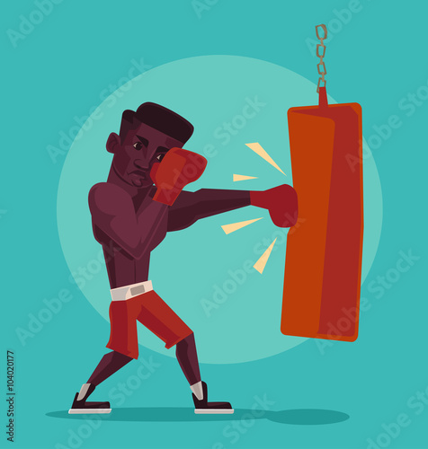 African-american boxer. Vector flat illustration