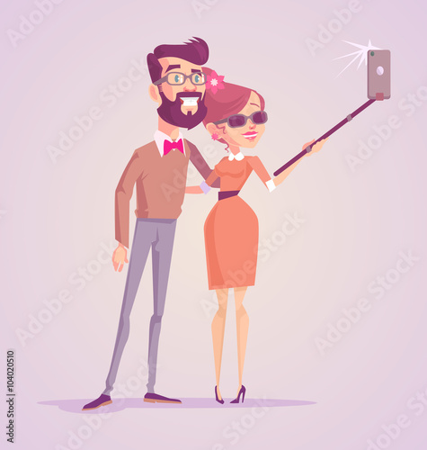 Selfie. Vector flat cartoon illustration